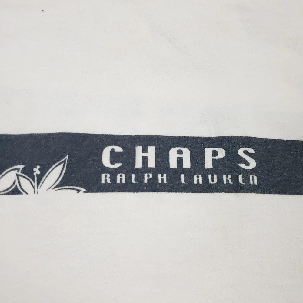 VINTAGE Chaps Ralph Lauren‎ Shirt Mens XL White Sleeveless Muscle Tank Hawaiian